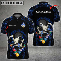 Maxcorners Billiards 8 Ball Skull Personalized Name, Team Name Unisex Shirt ( 6 Colors )