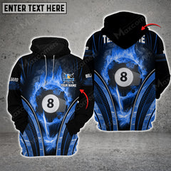 Maxcorners Billiards 8 Ball Fire Smoke Multicolor Option Customized Name 3D Hoodie