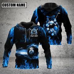 Maxcorners Billiards 8 Ball Fire Smoke Pattern Multicolor Option Customized Name 3D Hoodie