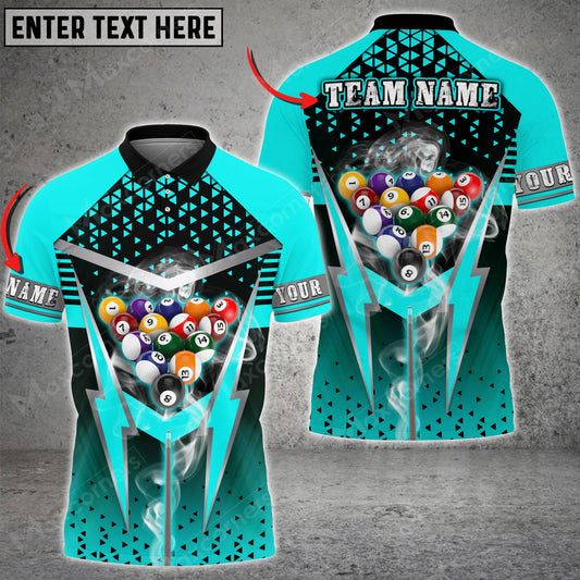 Maxcorners Cue Billiards Thunder Smoke Multi Color Options Personalized Name 3D Shirt