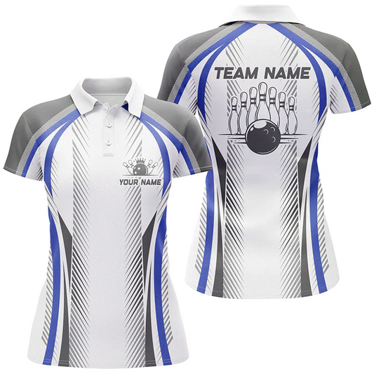 Maxcorners Bowling And Pins Multicolor Option Customized Name 3D Shirt For Women