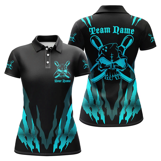 Maxcorners Bowling And Pins Multicolor Option Customized Name 3D Shirt For Women