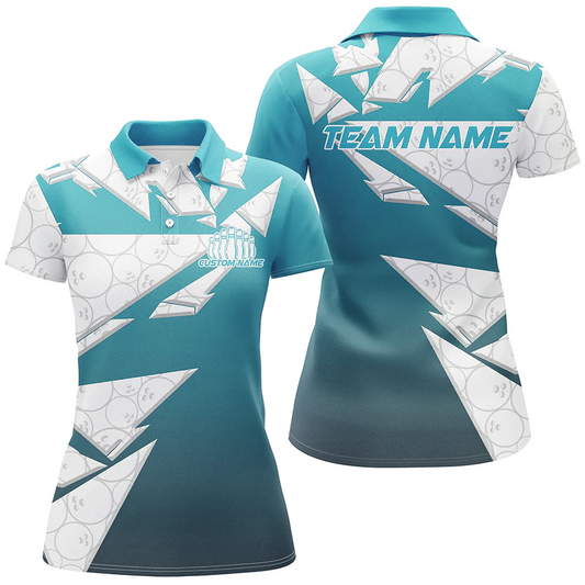 Maxcorners Bowling And Pins Pattern Bowlers Outfits Multicolor Option Customized Name 3D Shirt For Women