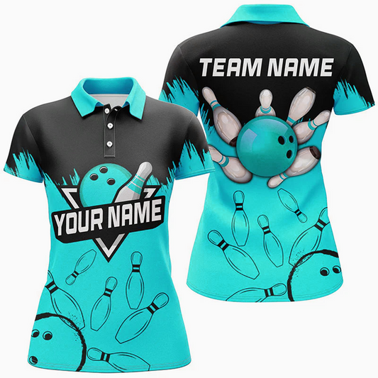 Maxcorners Bowling Ball Multicolor Option Customized Name 3D Shirt For Women