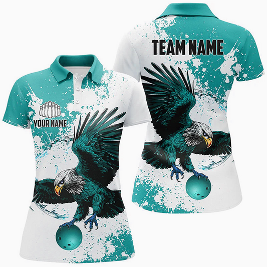 Maxcorners Bowling Eagle Multicolor Option Customized Name 3D Shirt For Women