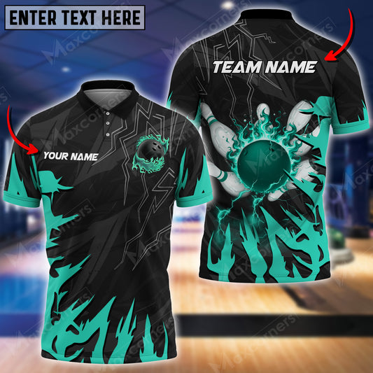 Maxcorners Bowling Ball & Pins Break The Darkness Multicolor Option Customized Name 3D Shirt (5 Colors)