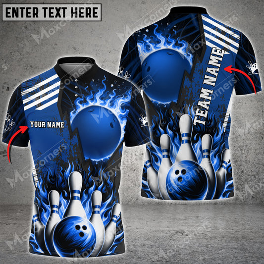 Maxcorners Bowling Ball & Pins Solar Heat Multicolor Option Customized Name 3D Shirt (6 Colors)