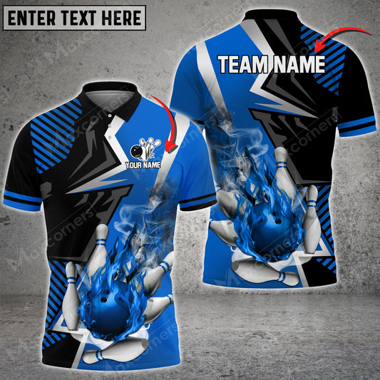 Maxcorners Bowling Ball And Pins Sport Jersey Multicolor Option Customized Name, Team Name 3D Polo Shirt (6 Colors)