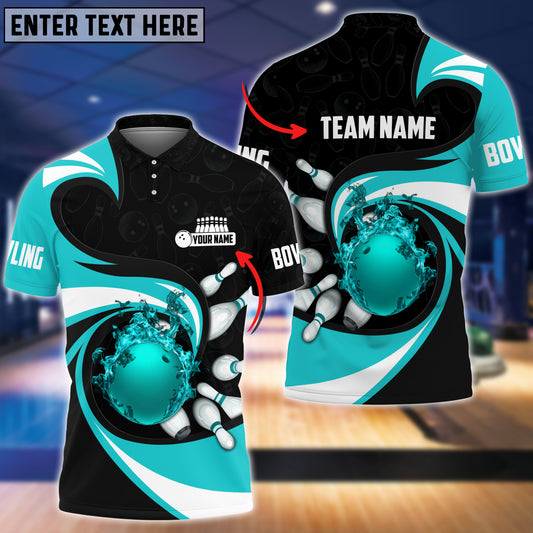 Maxcorners Bowling Ball And Pins Vortex Pattern Multicolor Customized Name 3D Shirt