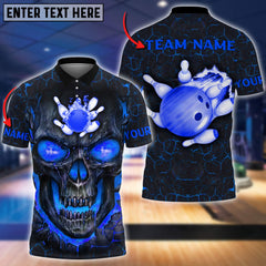 Maxcorners Bowling Flame Skull Pattern Multicolor Option Customized Name 3D Shirt