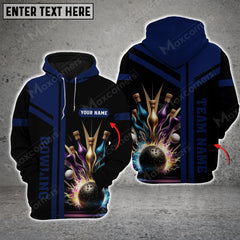 Maxcorners Bowling And Pins Premium Professional Multicolor Option 3D Custom Name Shirt