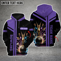 Maxcorners Bowling And Pins Premium Professional Multicolor Option 3D Custom Name Shirt