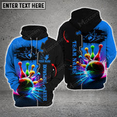 Maxcorners Bowling And Pins  Premium Multicolor Option 3D Custom Name Shirt