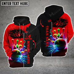 Maxcorners Bowling And Pins  Premium Multicolor Option 3D Custom Name Shirt