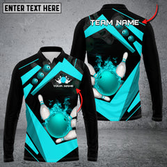 Maxcorners Bowling Ball Premium Multicolor Option Customized Name Long Sleeve 3D Shirt