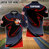 Maxcorners Multicolor Bowling Rhombus Pattern Premium Customized Name 3D Polo Shirt