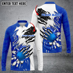 Maxcorners Bowling And Pins Plame Monster Hand Premium Multicolor Option Customized Name Long Sleeve 3D Shirt