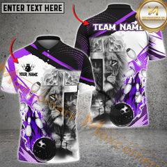 Maxcorners Lion Bowling Jersey Multicolor Options Personalized Name, Team Name 3D Shirt