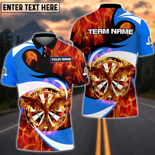 Maxcorners Flaming Phoenix Darts Multicolor Option Personalized Name 3D Shirt
