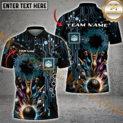 Maxcorners Electric Pattern Bowling Jersey Multicolor Options Personalized Name, Team Name 3D Shirt