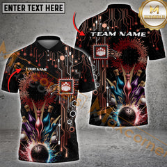 Maxcorners Electric Pattern Bowling Jersey Multicolor Options Personalized Name, Team Name 3D Shirt