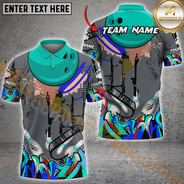 Maxcorners Graffiti Bowling Jersey Multicolor Options Personalized Name, Team Name 3D Shirt