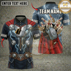 Maxcorners Bowling Superhero Stormbreaker Thunder Armor Strike Personalized Name 3D Unisex Shirt