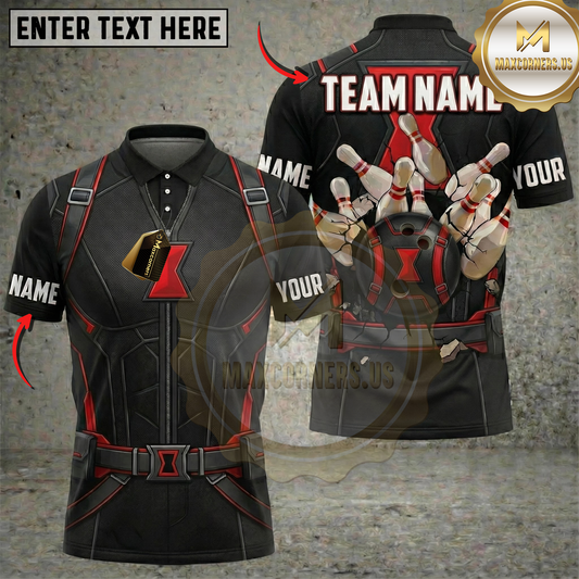 Maxcorners Bowling Black Tactical Suit Strike Personalized Name 3D Unisex Shirt