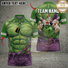 Maxcorners Bowling Hulk Muscle Strike Personalized Name 3D Unisex Shirt