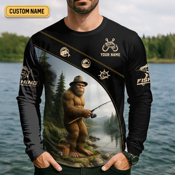 Maxcorners I'd Rather Be Fishing, Bigfoot Fishing SPF Shirt, Fishing Jersey, Gift For Fisherman