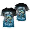 Maxcorners Living The Reel Life UPF Fishing Shirts, Long Sleeve Fishing Shirts, Funny Fishing Shirt, Gag Gifts For Men