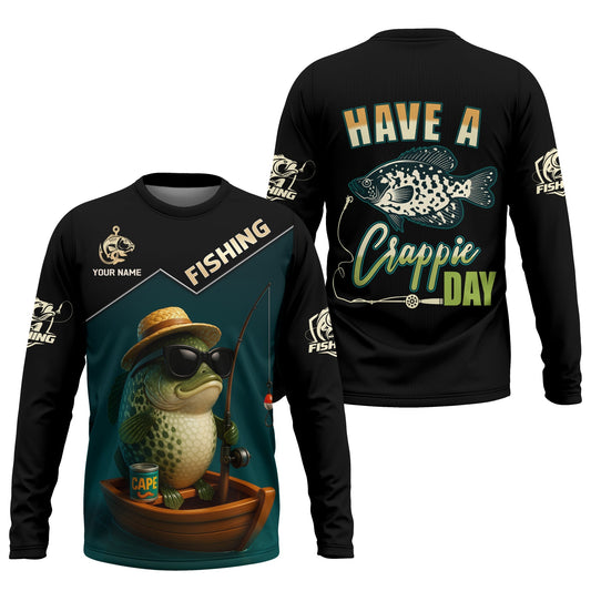 Maxcorners Have A Crappie Day SPF Shirts For Men, Funny Fishing Shirts, Gag Gifts For Men, Men Long Sleeve Shirts