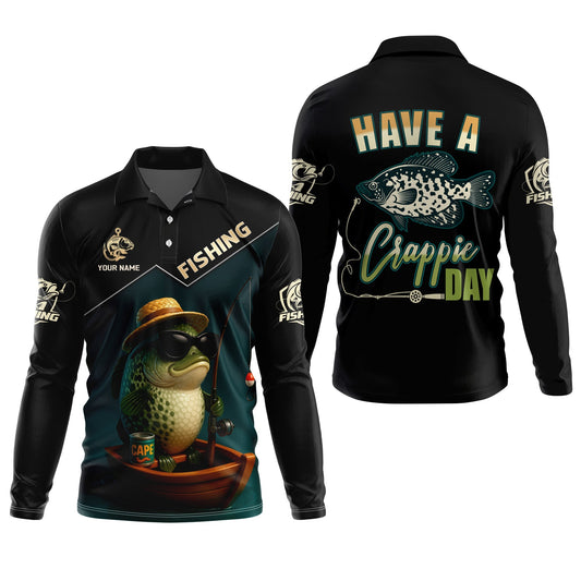 Maxcorners Have A Crappie Day SPF Shirts For Men, Funny Fishing Shirts, Gag Gifts For Men, Men Long Sleeve Shirts