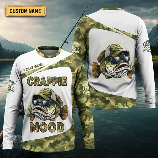 Maxcorners Crappie Mood Camo Fishing Shirt,  SPF Shirts For Men, Gag Gifts For Men, Men Long Sleeve Shirt