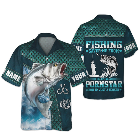 Maxcorners Fishing Saved Me From Becoming a Pornstar SPF Shirts For Men, Funny Fishing Shirts, Men Long Sleeve Shirts