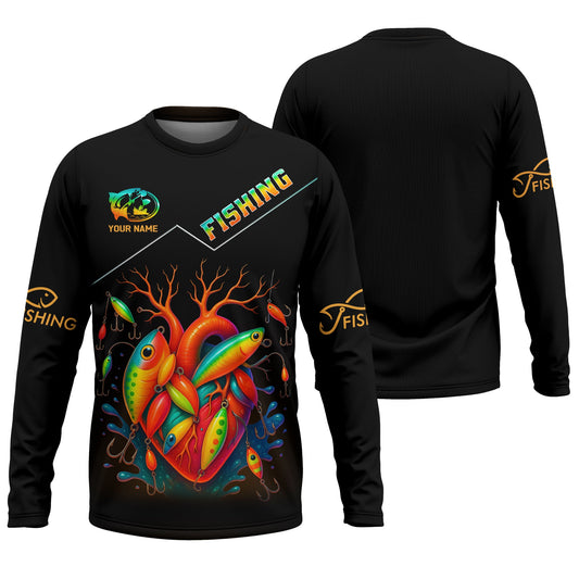 Maxcorners Colorful Fishing Lure UV Shirts For Men, Breathable Long Sleeve Shirt, Hooded Sun Shirt, Mens Casual Shirts