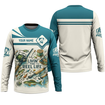 Maxcorners The Reel Life UPF Fishing Shirts, Funny Fishing Shirts, Breathable Long Sleeve Shirt, Mens Casual Shirts