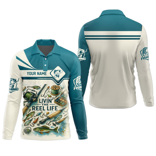 Maxcorners The Reel Life UPF Fishing Shirts, Funny Fishing Shirts, Breathable Long Sleeve Shirt, Mens Casual Shirts