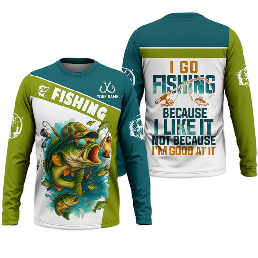 Maxcorners I Like Fishing Fishing UPF Shirts, Breathable Long Sleeve Shirt, Funny Fishing T-Shirt, Men Long Sleeve Shirts