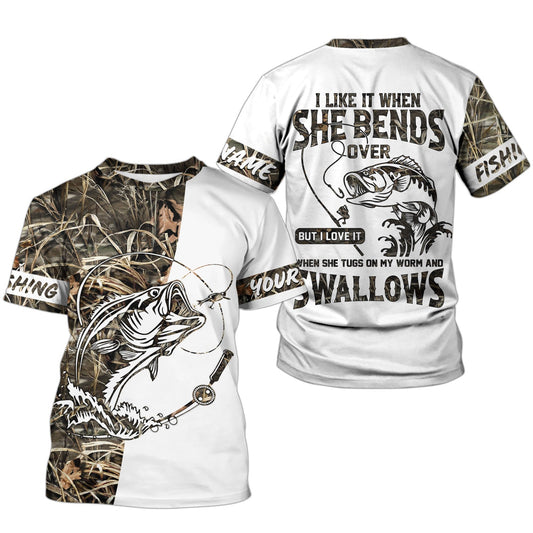 Maxcorners I Love It When She Bends Over SPF Shirt, Long Sleeve Fishing Shirts, Fishing UPF Shirts, Funny Fishing Shirt