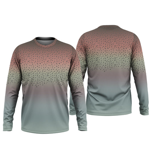 Maxcorners Rainbow Brook Trout Skin UPF Fishing Shirts, Hooded Sun Shirt, Personalized Fishing Gifts, UV Shirts For Men