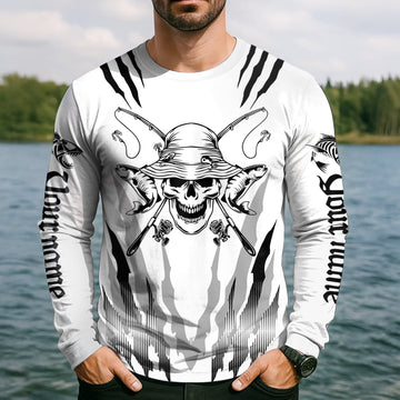 Maxcorners Fishing Saved Me from Being Pornstar, Skull Fishing SPF Shirt, Fish Shirt Funny, Gift For Fisherman