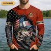 Maxcorners Patriotic Fishing Shirt, Largemouth Bass Fishing SPF Shirt, Fisherman Outfit, Men Long Sleeve Shirt