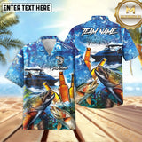 Maxcorners Trout Fishing Boat Blue Beer Pattern Sport Jersey Personalized Name, Team Name Hawaiian Shirt