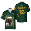 Maxcorners Grip It Rip It Sip It Golf And Beer St Patrick's Day Green Golf Tops For Men, Golf Shirts For Men