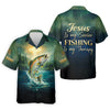 Maxcorners Jesus My Savior - Fishing My Therapy Shirt, Fishing UPF Shirts, Funny Fishing Shirt