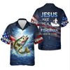 Maxcorners Jesus Made Me A Fisherman Shirt, Patriotic Christian Bass Fishing Shirt For Men, Fishing UPF Shirts