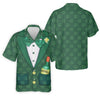 Maxcorners St Patrick's Day Green Shamrock Suit Whiskey Golf Print Golf Shirt, Polo Shirts For Men, Golf Shirts For Men