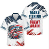 Maxcorners Make Fishing Great Again Patriotic Fishing Shirt, Red White Blue SPF Shirt For Men, Fishing Shirts For Men