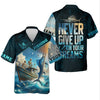 Maxcorners Never Give Up On Your Dreams Funny Skeleton Fishing UPF Shirts, Fishing Gifts For Men, Men's Fishing Shirt